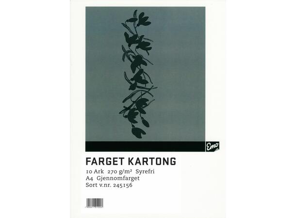 Kartong A4 270 gr sort (10) Sort gjennomfarget kartong 
